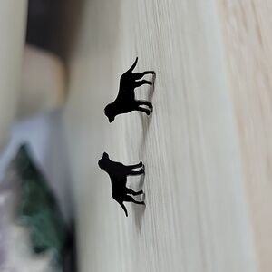 Black Lab Stud Earrings, unisex